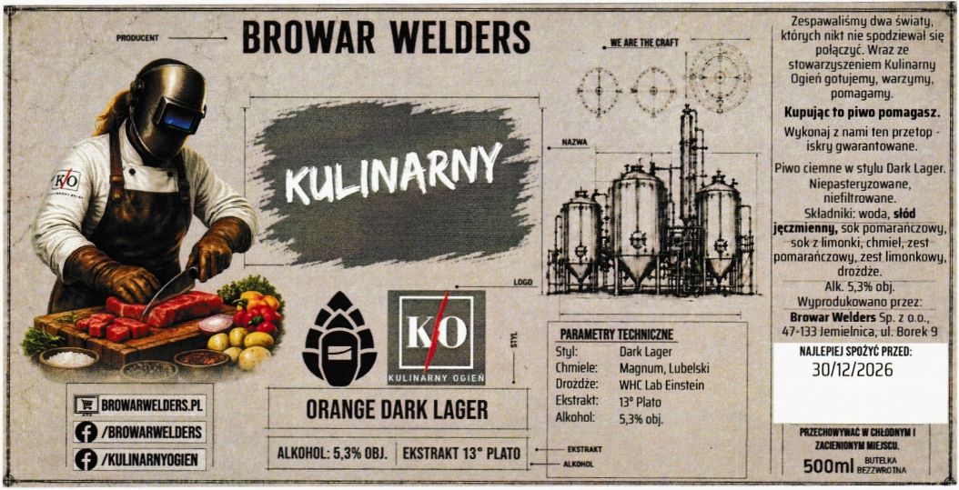 (105) ETYKIETA KULINARNY ORANGE DARK LAGER - Browar Welders - sklep internetowy