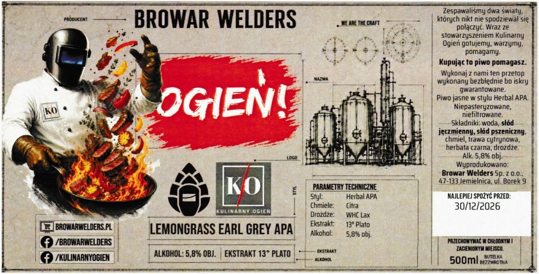 (106) ETYKIETA OGIEŃ LEMONGRASS EARL GREY APA - Browar Welders - sklep internetowy