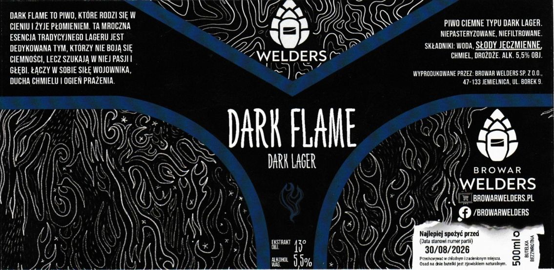 (14) ETYKIETA BROWAR WELDERS DARK FLAME LAGER - Browar Welders - sklep internetowy