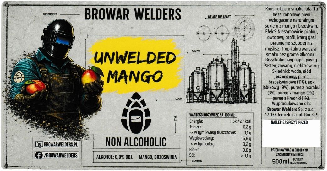 (2) ETYKIETA UNWELDED MANGO - Browar Welders - sklep internetowy
