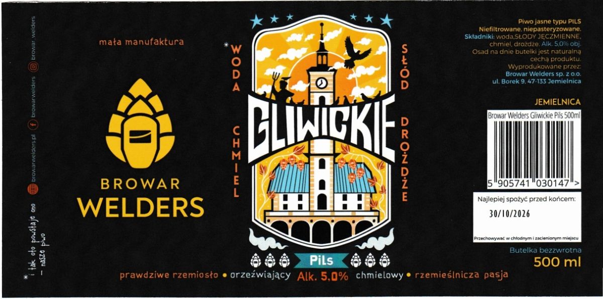 (20) ETYKIETA GLIWICKIE PILS WARIANT III - Browar Welders - sklep internetowy