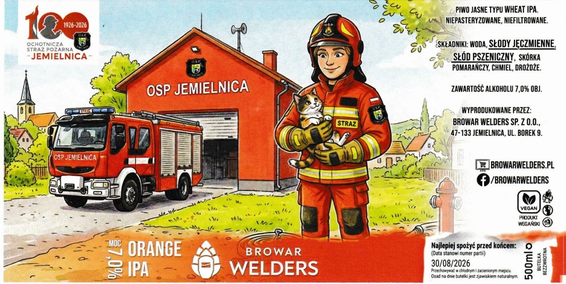 (24) ETYKIETA ORANGE IPA OSP JEMIELNICA - Browar Welders - sklep internetowy
