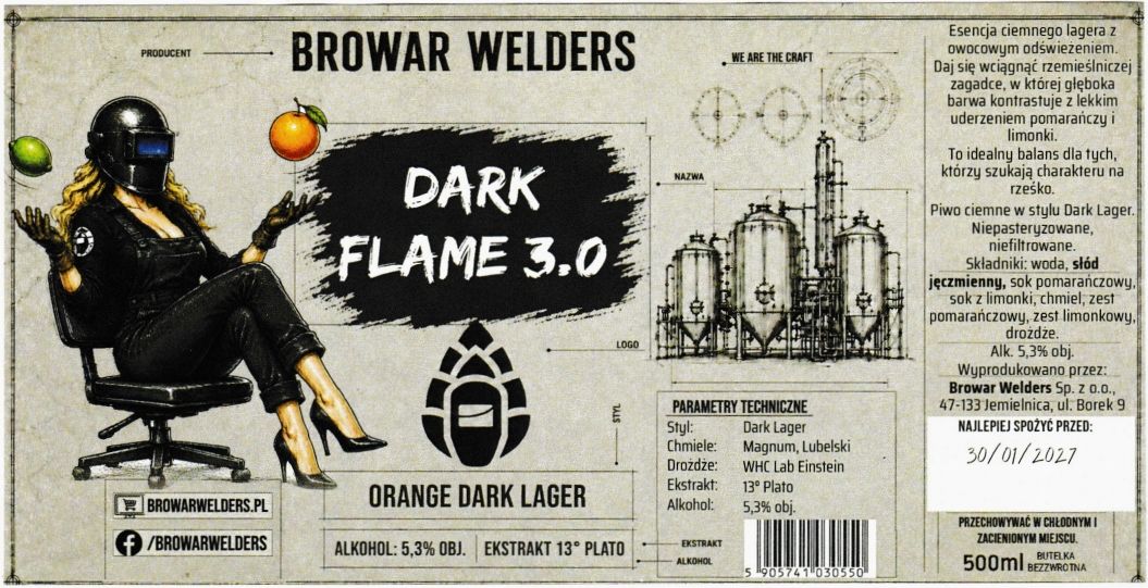 (33) ETYKIETA DARK FLAME 3.0 - Browar Welders - sklep internetowy
