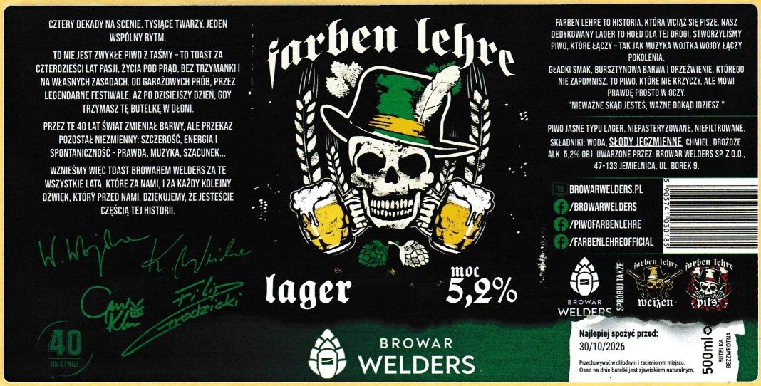 (36) ETYKIETA FARBEN LEHRE LAGER (KOD KRESKOWY) - Browar Welders - sklep internetowy