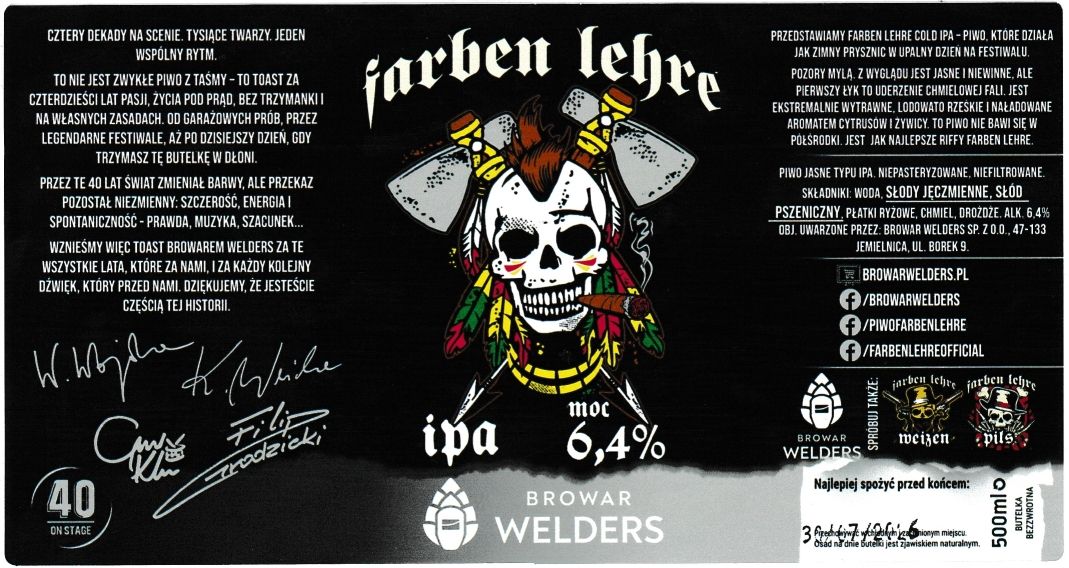 (38) ETYKIETA FARBEN LEHRE IPA - Browar Welders - sklep internetowy