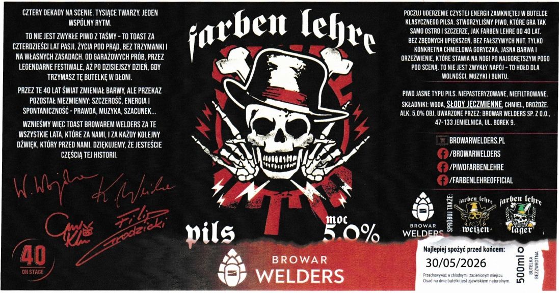 (39) ETYKIETA FARBEN LEHRE PILS (MATOWA) - Browar Welders - sklep internetowy
