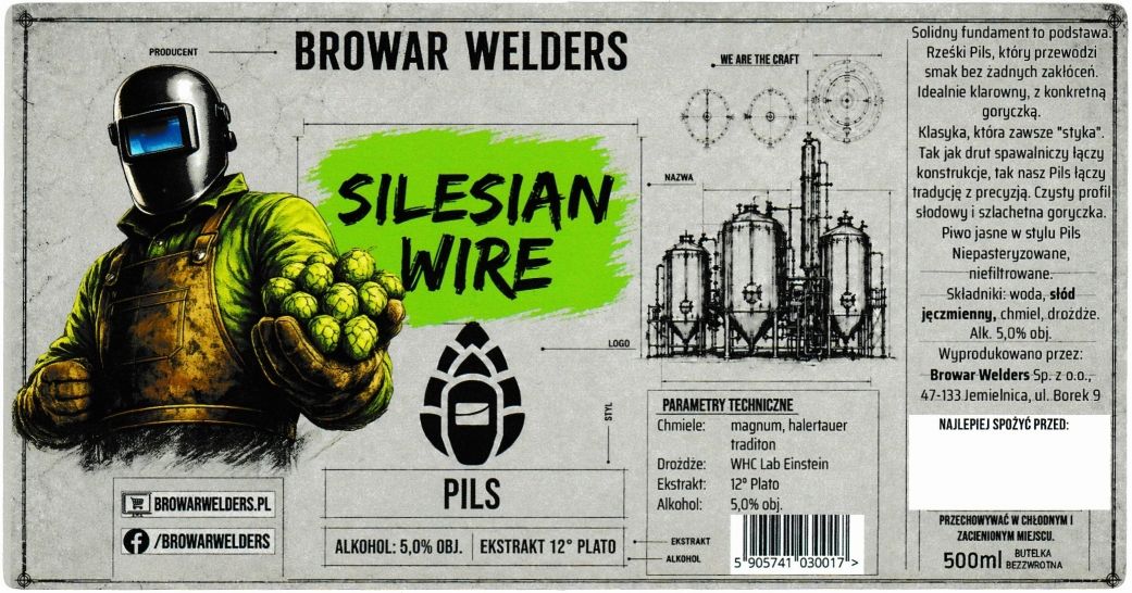 (4) ETYKIETA SILESIAN WIRE PILS - Browar Welders - sklep internetowy