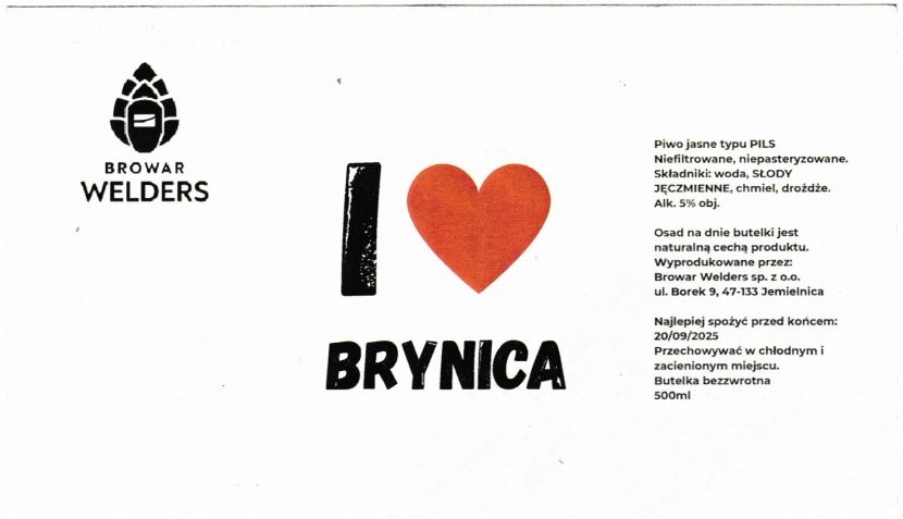(43) ETYKIETA I LOVE BRYNICA - Browar Welders - sklep internetowy