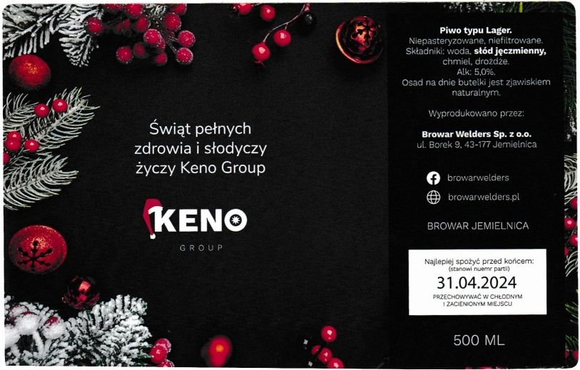 (47) ETYKIETA ŚWIĄTECZNA KENO LAGER - Browar Welders - sklep internetowy