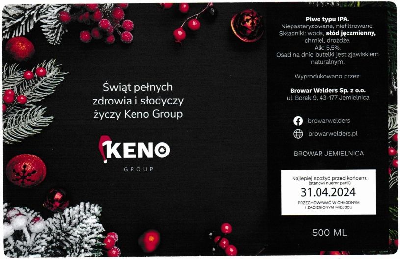 (48) ETYKIETA ŚWIĄTECZNA KENO IPA - Browar Welders - sklep internetowy