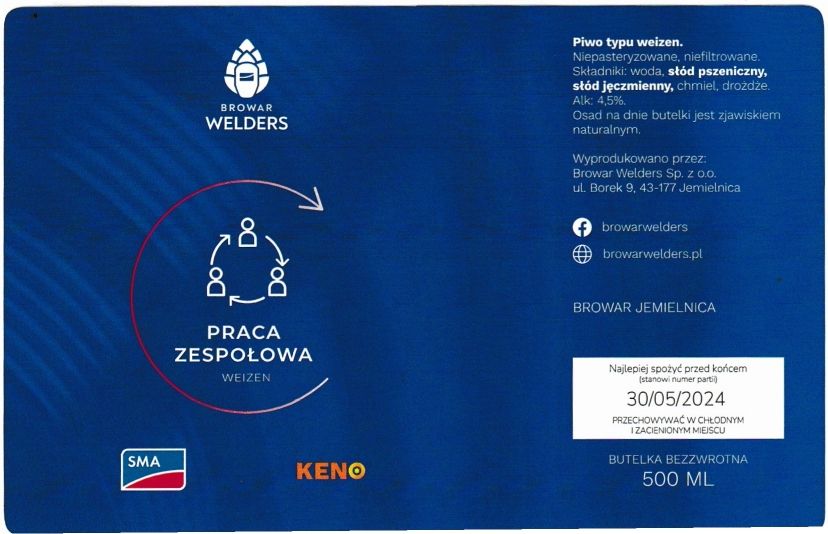(50) ETYKIETA PRACA ZESPOŁOWA WELDERS x KENO WEIZEN - Browar Welders - sklep internetowy