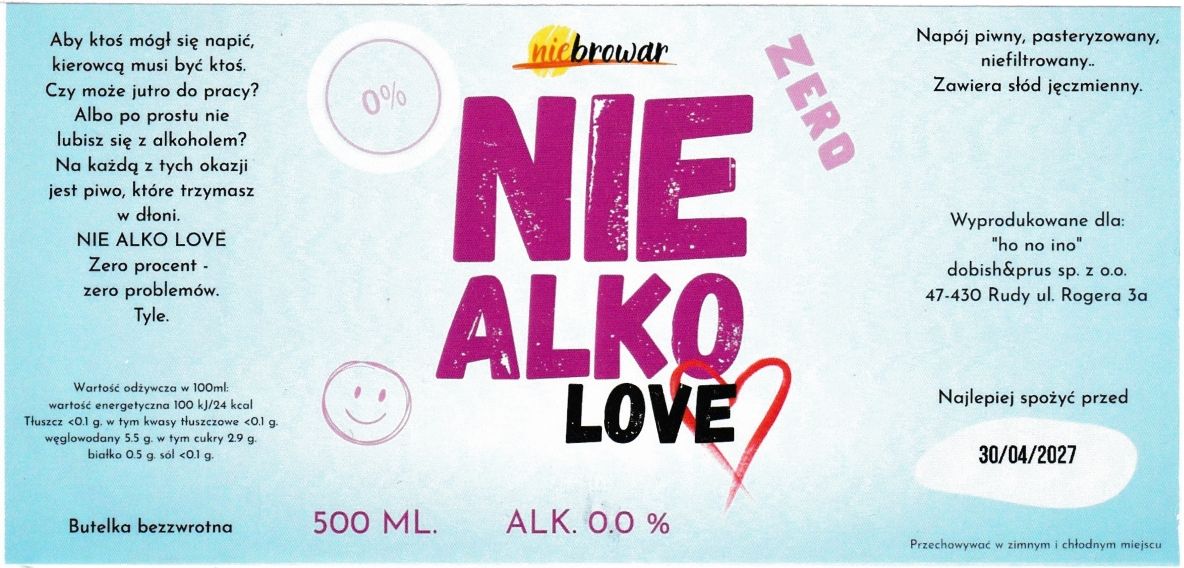 (57) ETYKIETA NIE ALKO LOVE - Browar Welders - sklep internetowy