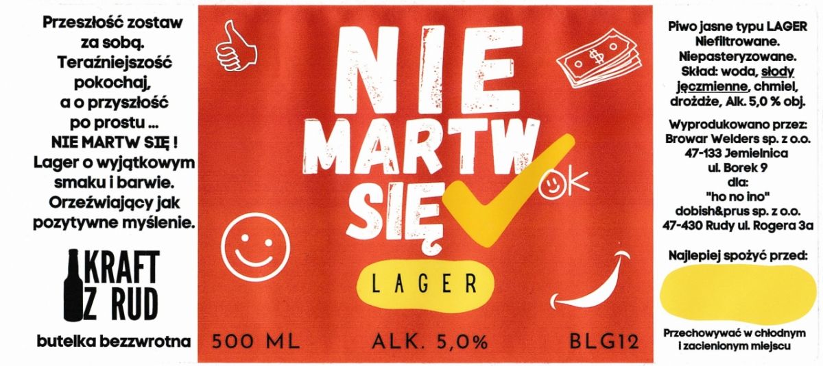 (60) ETYKIETA NIE MARTW SIĘ LAGER - Browar Welders - sklep internetowy