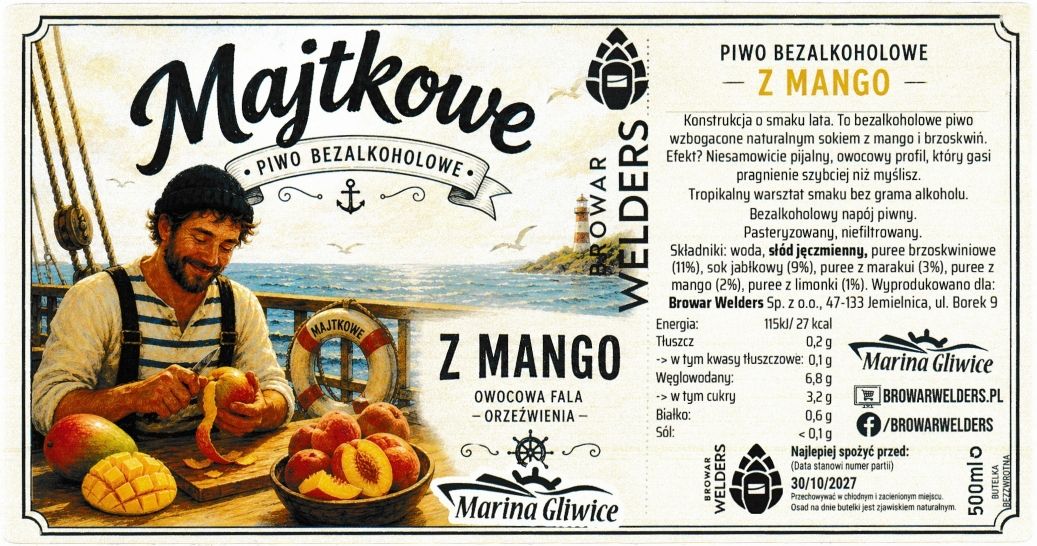 (83) ETYKIETA MAJTKOWE BEZALKOHOLOWE Z MANGO - Browar Welders - sklep internetowy