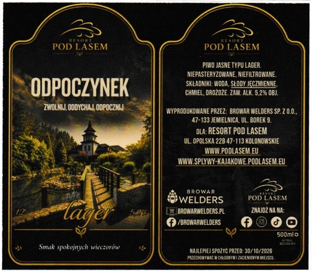 (89) ETYKIETA ODPOCZYNEK LAGER POD LASEM - Browar Welders - sklep internetowy