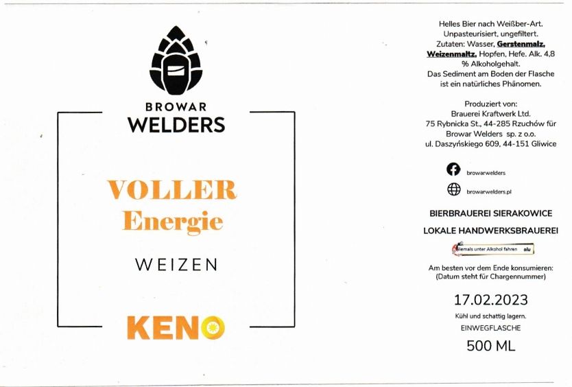 (96) ETYKIETA VOLLER ENERGIE - Browar Welders - sklep internetowy