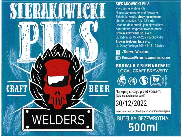 (97) ETYKIETA SIERAKOWICKI PILS - Browar Welders - sklep internetowy