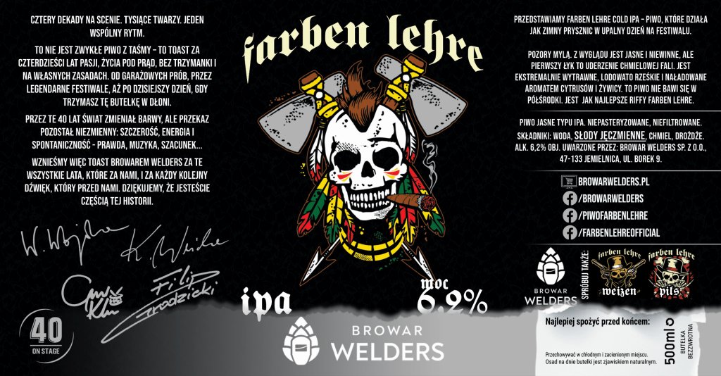 ETYKIETA FARBEN LEHRE COLD IPA - Browar Welders - sklep internetowy