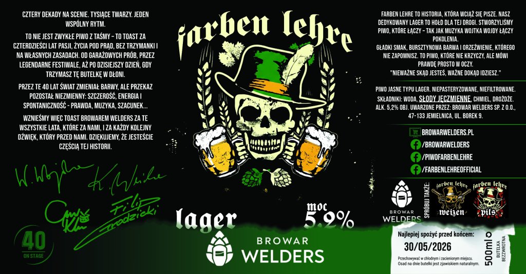 ETYKIETA FARBEN LEHRE LAGER - Browar Welders - sklep ineternetowy