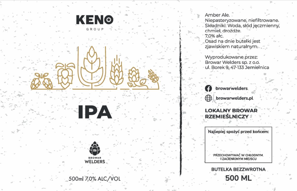 Etykieta KENO IPA (wersja PL) - Browar Welders - sklep ineternetowy