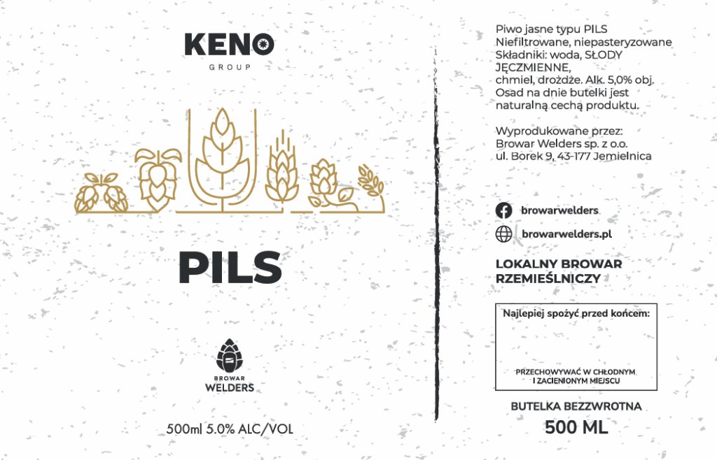 Etykieta KENO PILS BIAŁA (wersja polska) - data 20/02/2025 - Browar Welders - sklep ineternetowy