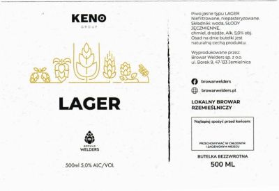 (53) ETYKIETA KENO LAGER BIAŁA (wersja polska) - Browar Welders - sklep internetowy
