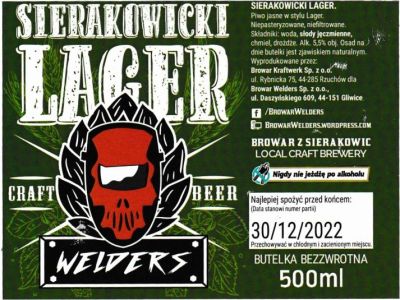 (96) ETYKIETA SIERAKOWICKI LAGER - Browar Welders - sklep internetowy